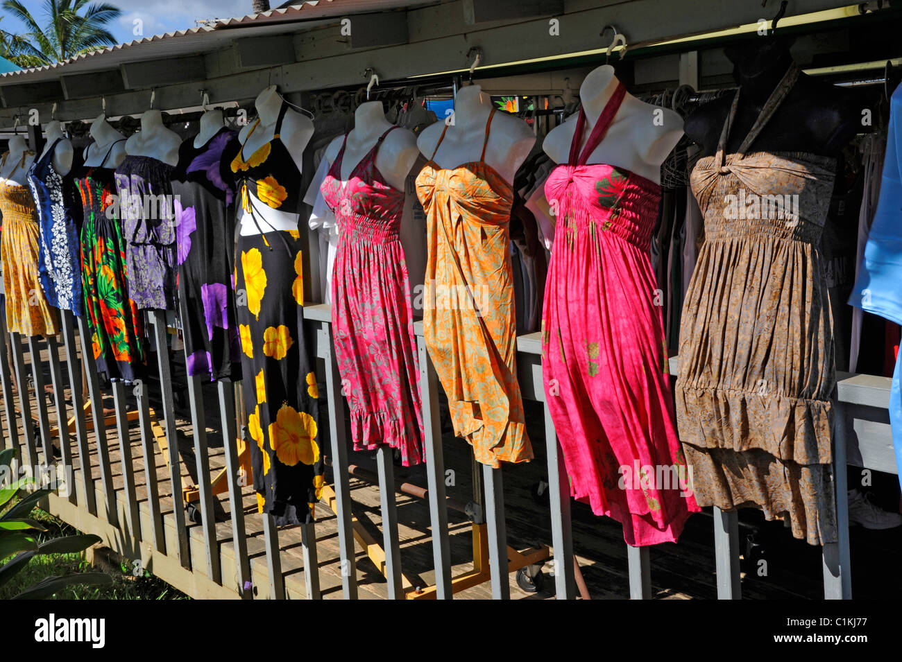 Colorful Dresses on Display Kauai Hawaii Stock Photo Alamy