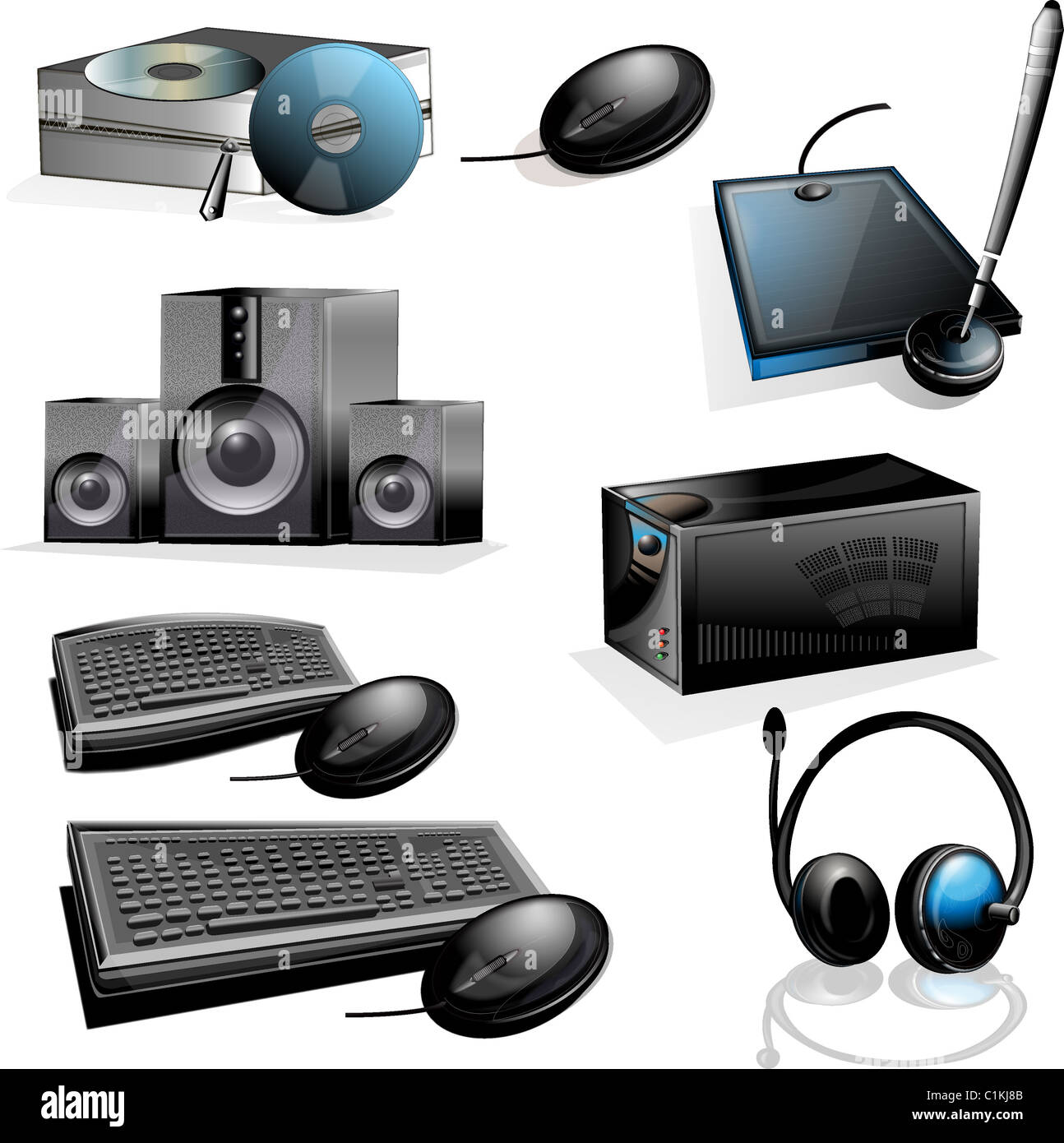 Collection of different computer equipments Stock Photo Alamy
