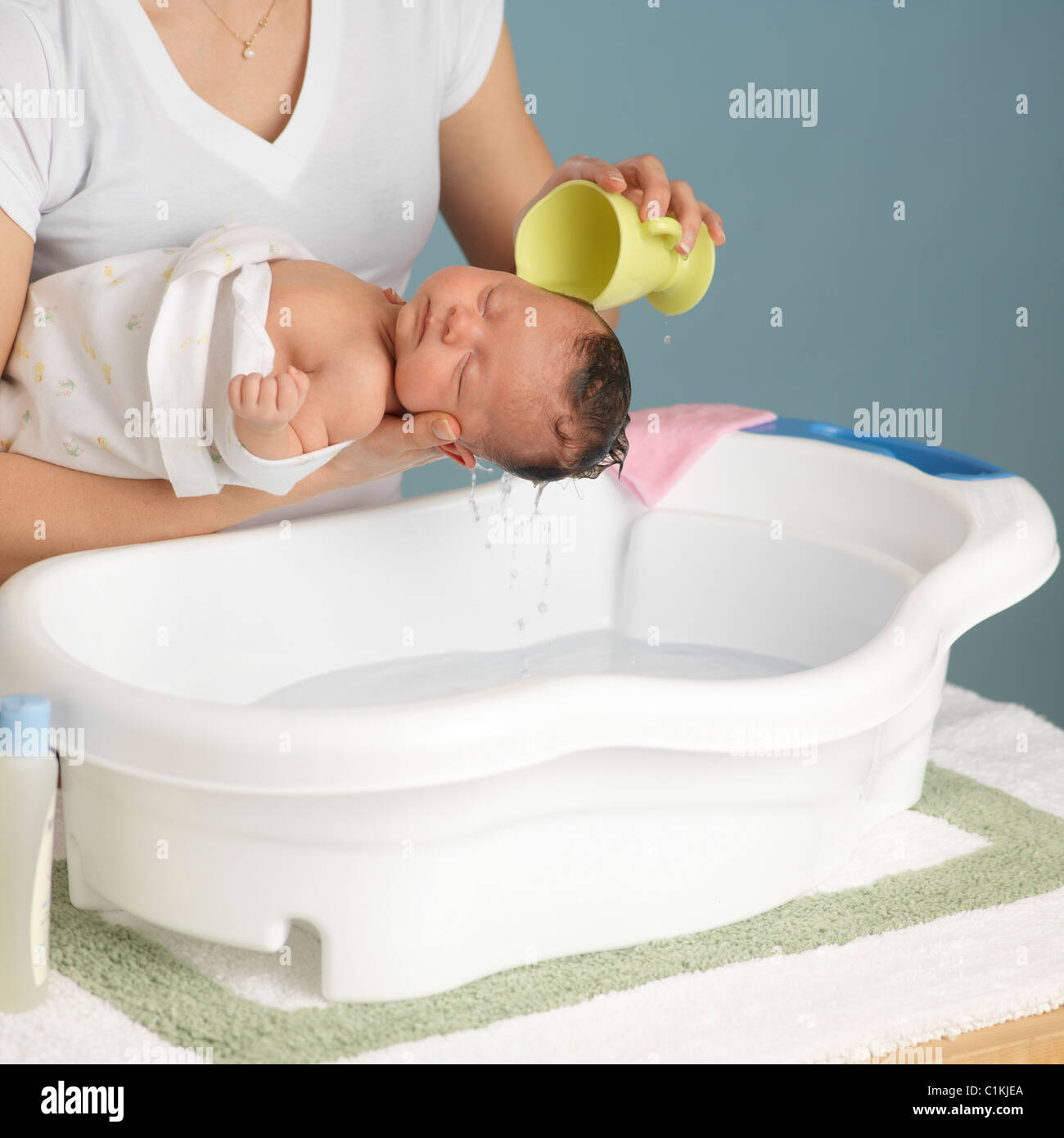 washing a newborn