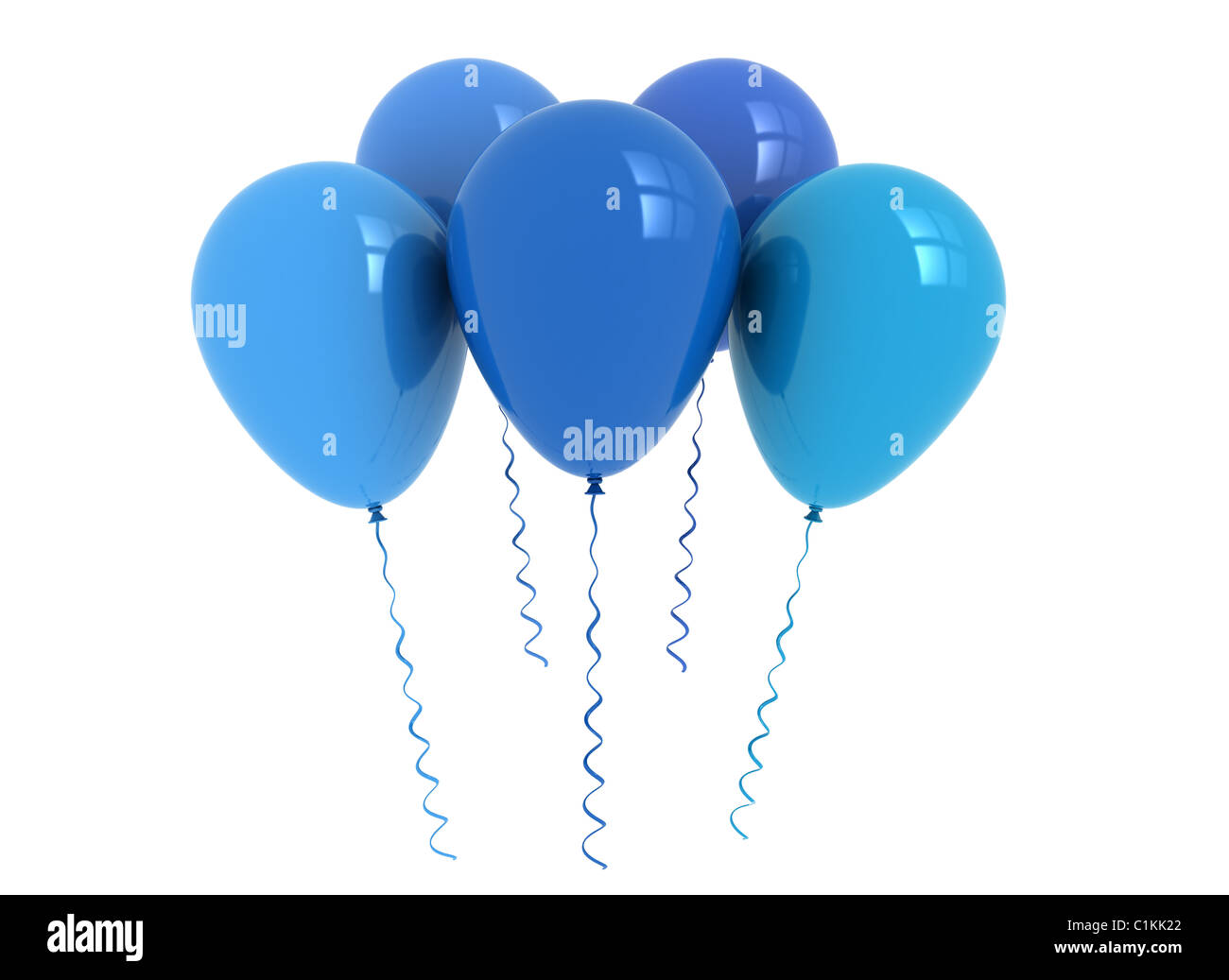 five blue floating blue balloons Stock Photo Alamy