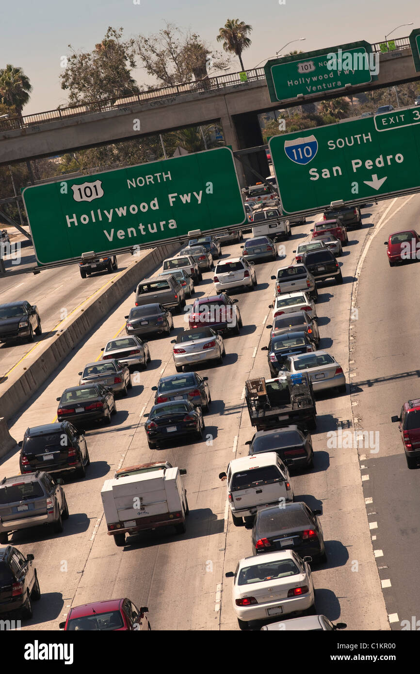 Traffic on Freeway, Los Angeles, California, USA Stock Photo