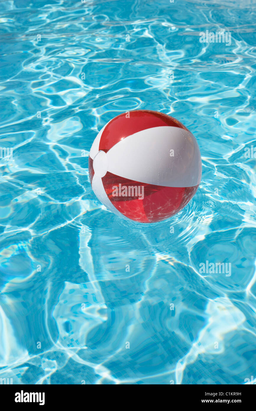 Beach Ball in Swimming Pool, Cannes, Alpes-Maritimes, Provence, Provence-Alpes-Cote d'Azur, France Stock Photo