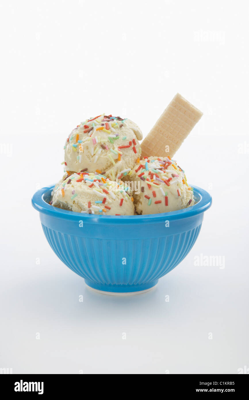 Bowl of Vanilla Ice Cream With Sprinkles Stock Photo - Alamy