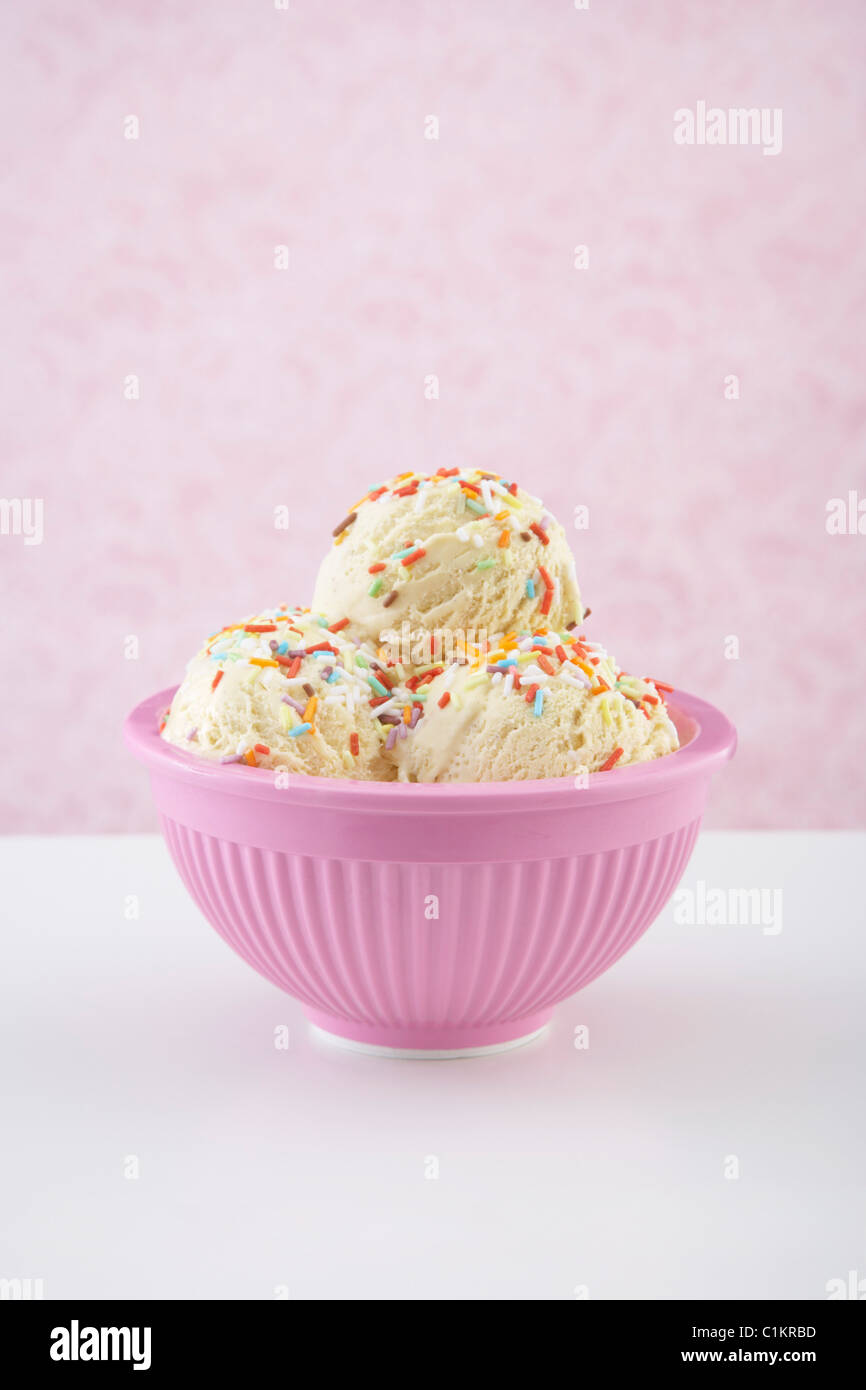 Bowl of Vanilla Ice Cream with Sprinkles Stock Photo Alamy