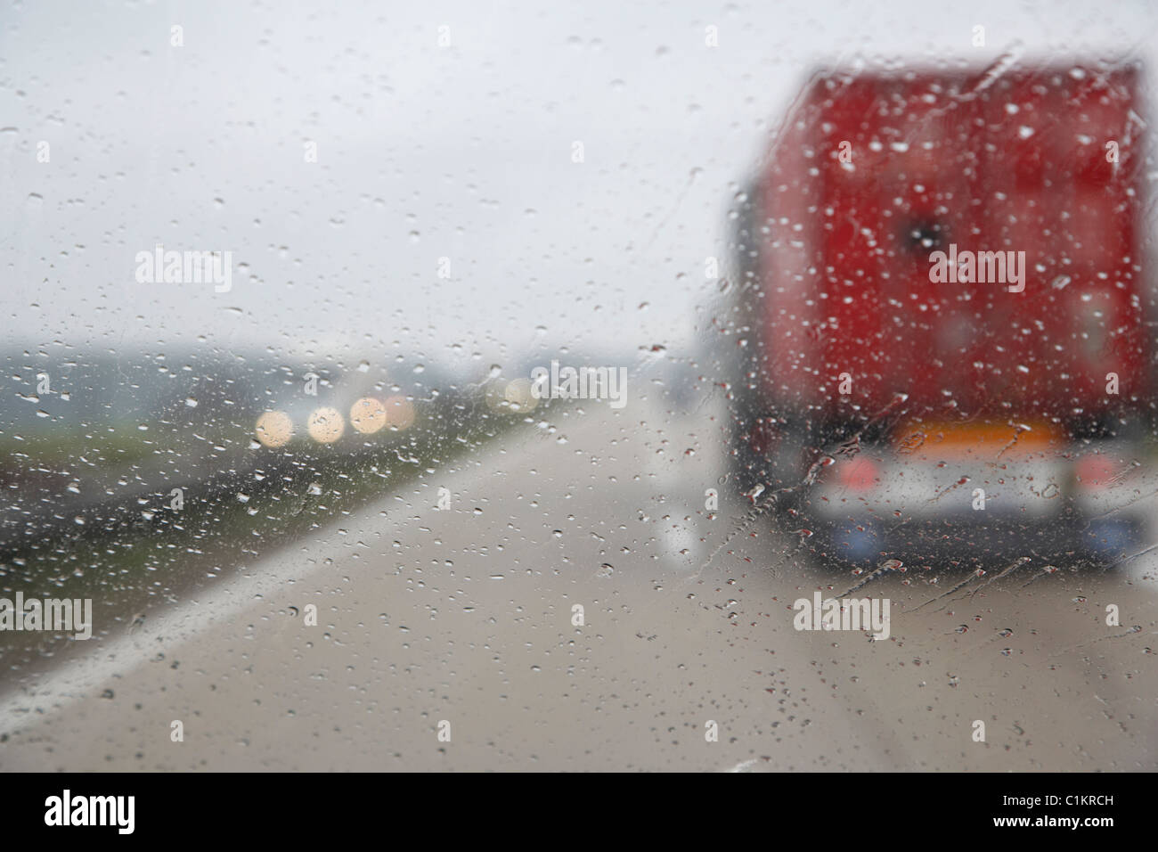 Blurred View of Traffic on Autobahn, Hannover, Lower Saxony, Germany Stock Photo