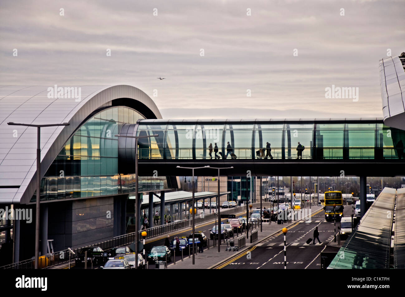 Passenger walkway tunnel from Terminal Two at Dublin Airport Stock