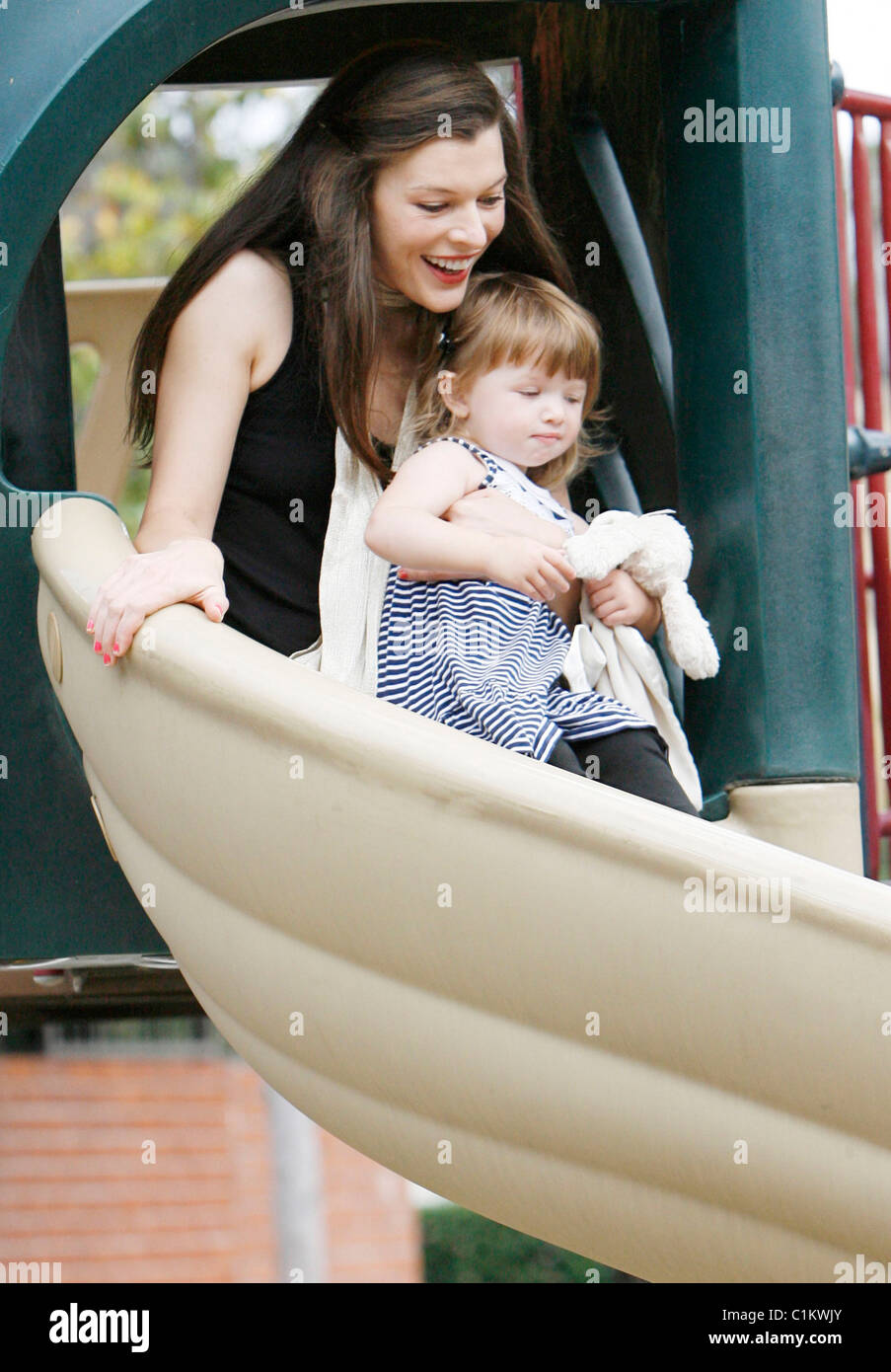 Milla Jovovich larks around with her lookalike daughter Ever Anderson, 14,  in Beverley Hills