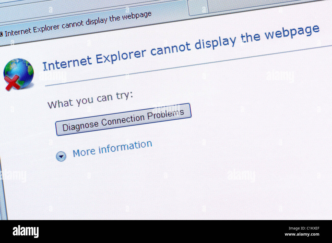 Internet Error Message on a Computer Screen Stock Photo