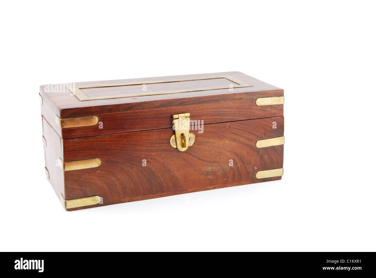 antique wooden chest isolated on white background Stock Photo - Alamy