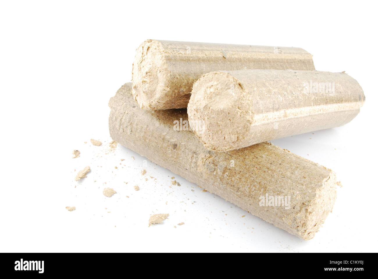 Briquettes and granulated firewood Stock Photo