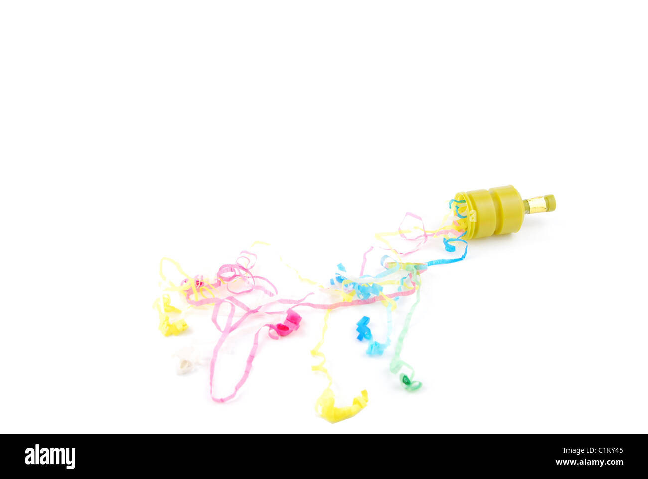 Party poppers on white Stock Photo