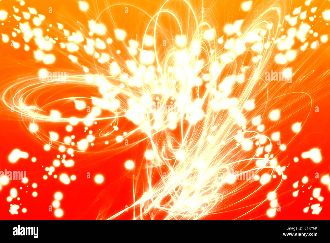 Abstract background with lights explosion on orange Stock Photo - Alamy