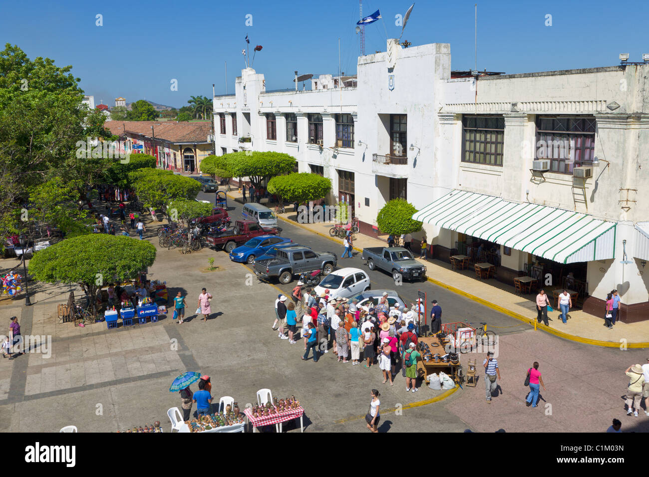 Ruben Dario Park and Road, Leon, Nicaragua Stock Photo