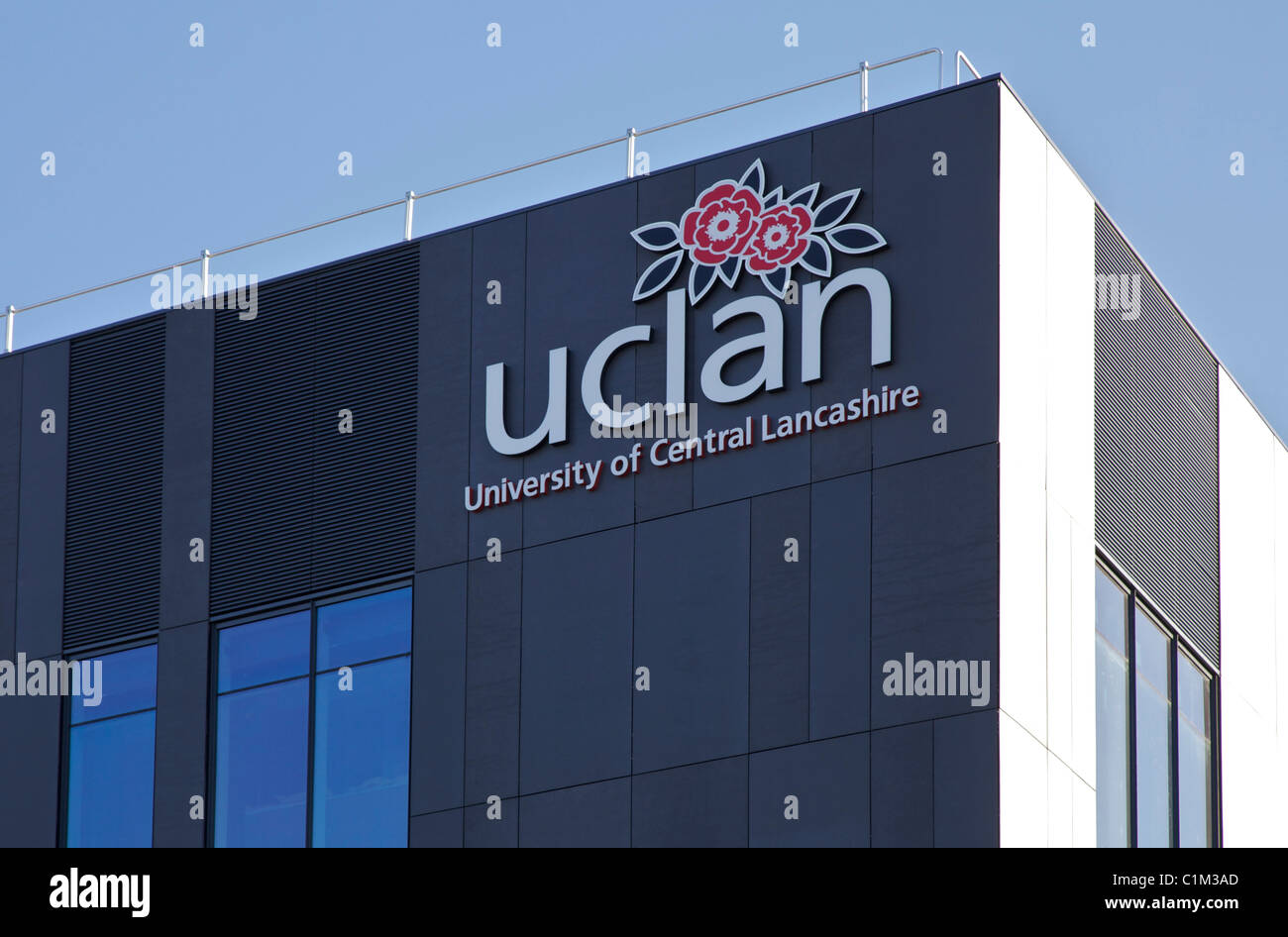 uclan university of Central Lancashire sign on building Stock Photo