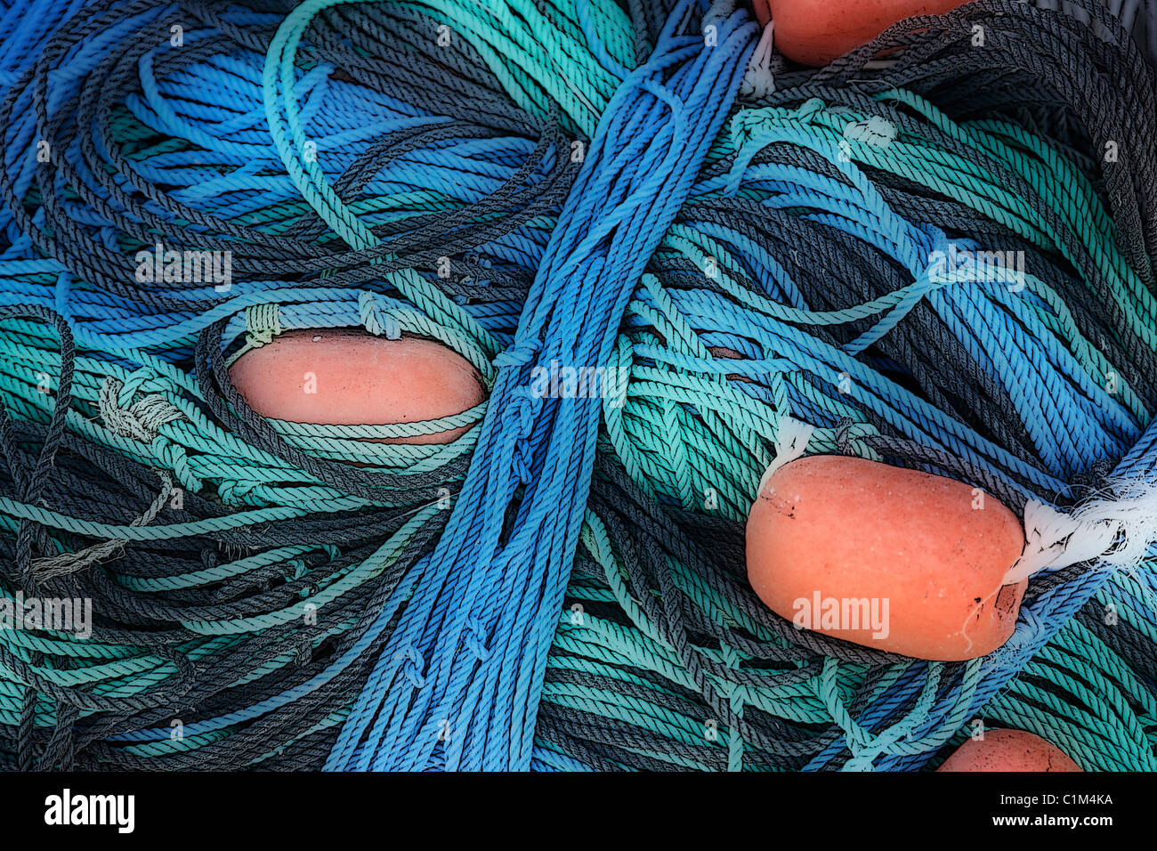 Posterised image of ropes and fishing floats, Dubai Stock Photo Alamy