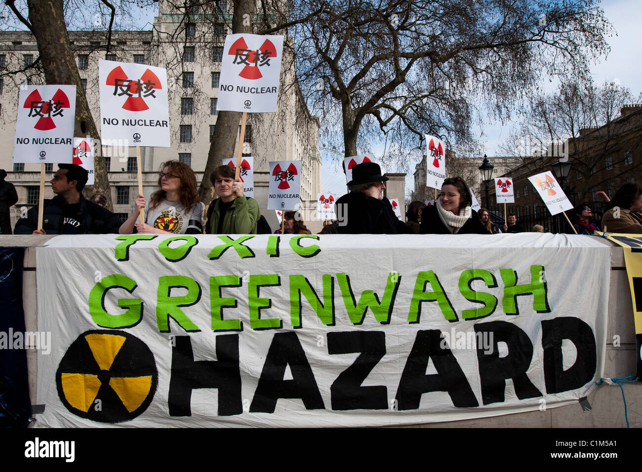 Anti Nuclear Protestors, Wearing Black Armbands In Honour Of Those Who ...