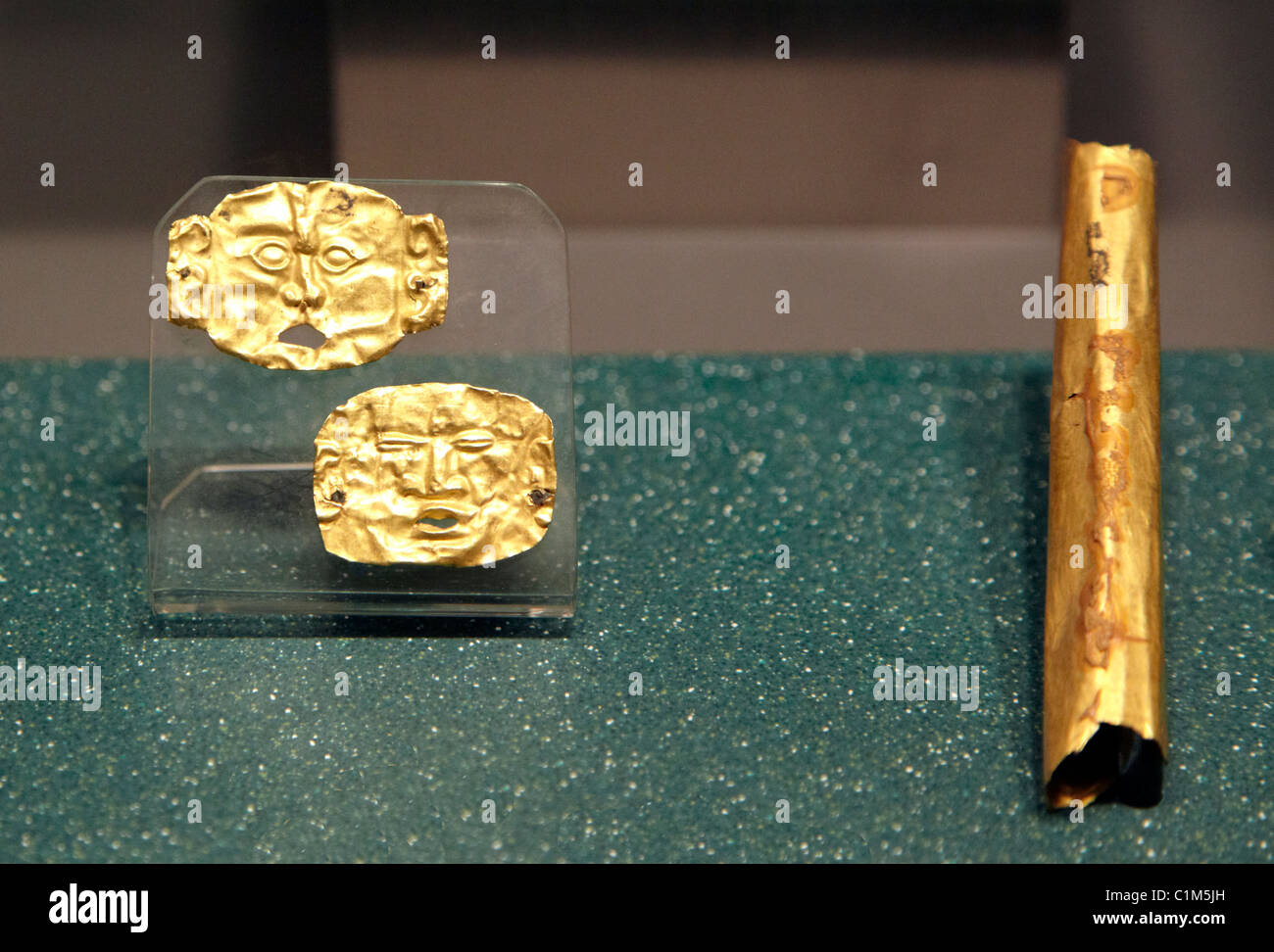 Mayan Gold Objects From Chichen Itza Yucatan Mexico Anthropological Museum  Mexico Stock Photo