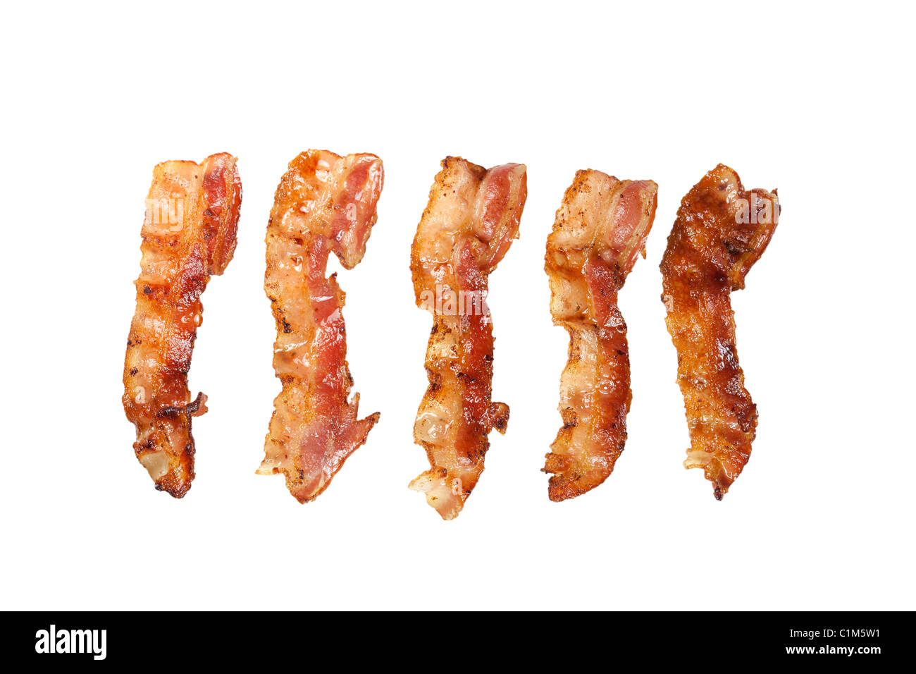 Cooked bacon isolated on white background. Charles Lupica Stock Photo
