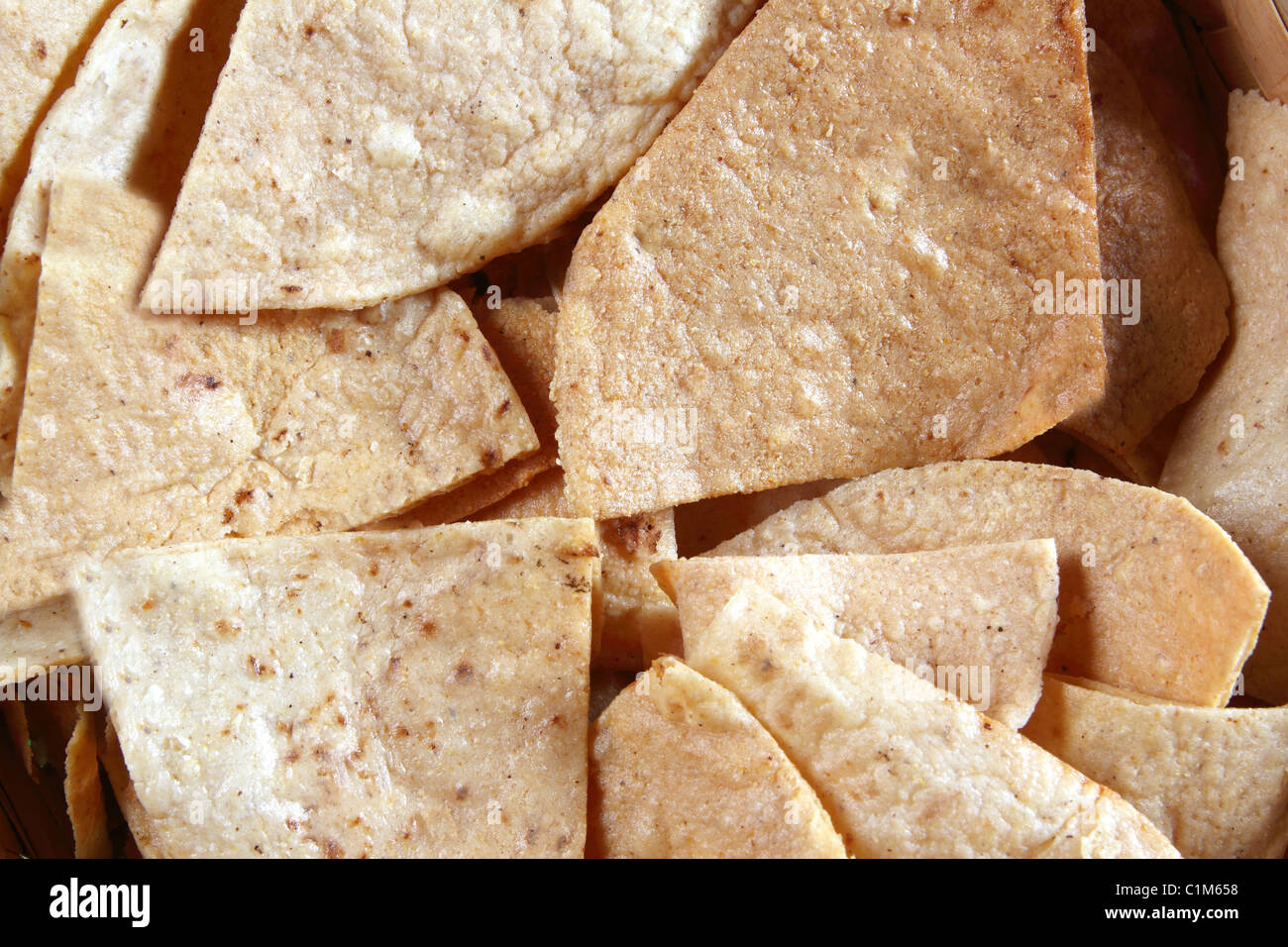 Corn Nachos Totopos Tortilla Mexican Food Macro Detail Stock Photo Alamy