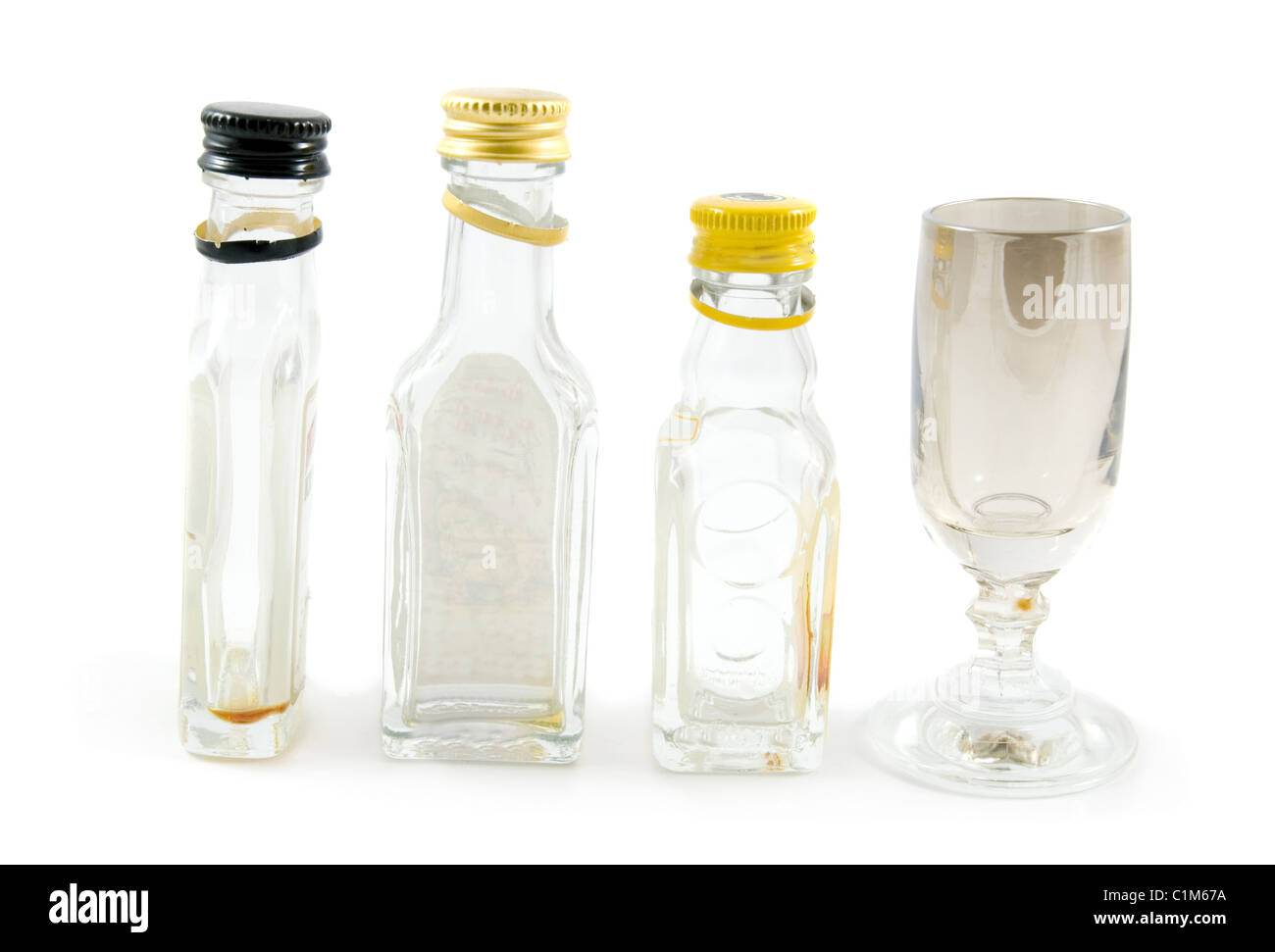 hipflask bottles and glass Stock Photo Alamy