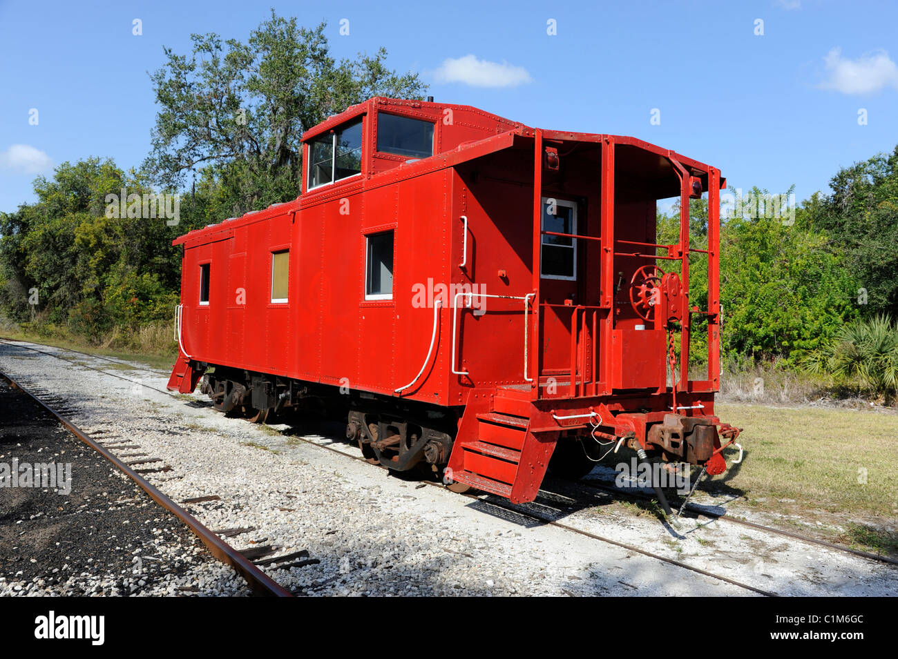 Historic train red Caboose Florida Railroad Museum Parrish Florida