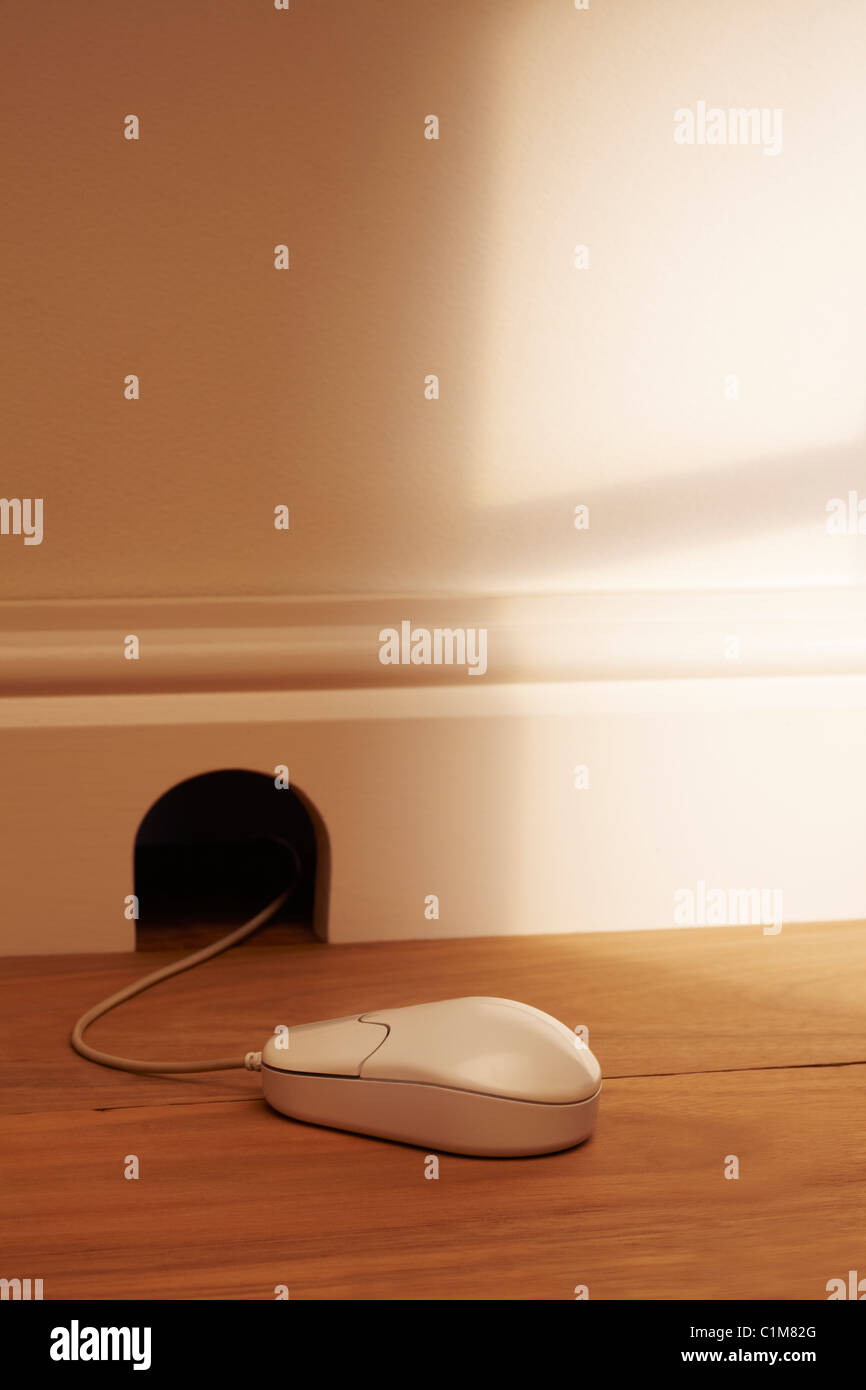 Computer Mouse Outside Mouse Hole Stock Photo Alamy