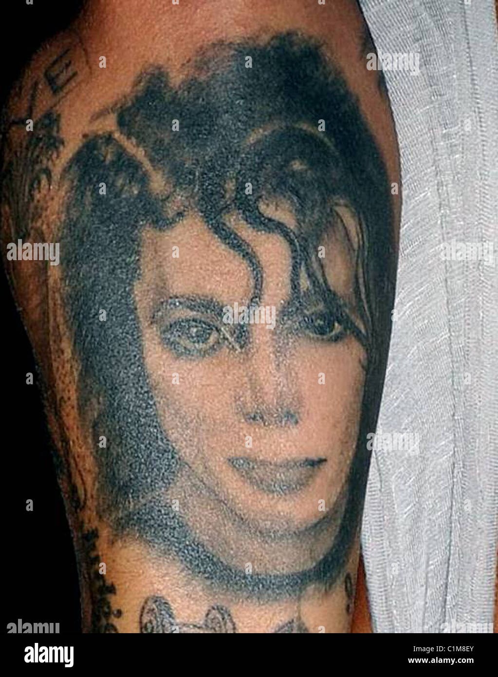 Jodie Marsh shows her Michael Jackson tattoo at Mansion Nightclub, Dublin, Ireland - 27.06.09 Stock Photo