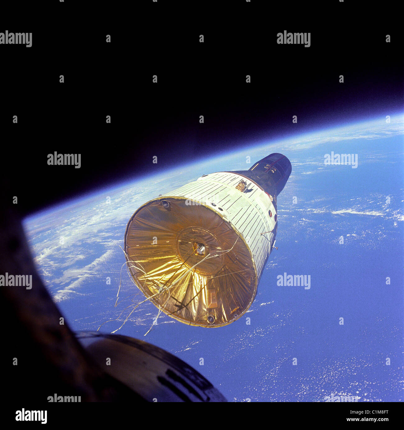Gemini VII, Gemini 7 orbiting Earth. Stock Photo