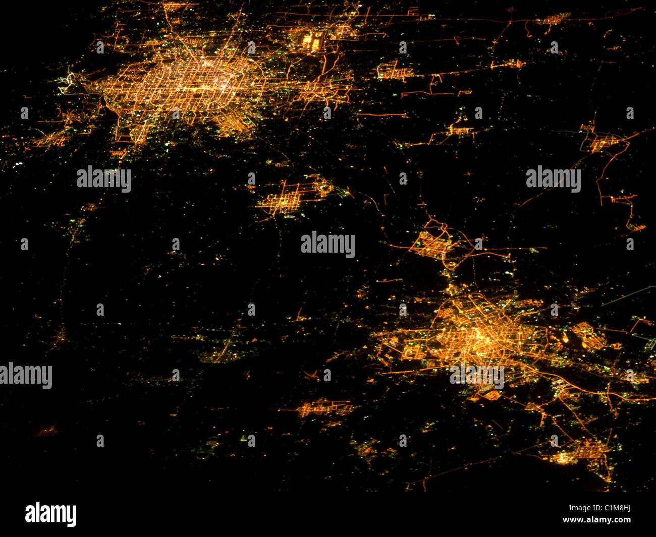 Beijing and Tianjin at night, China Stock Photo