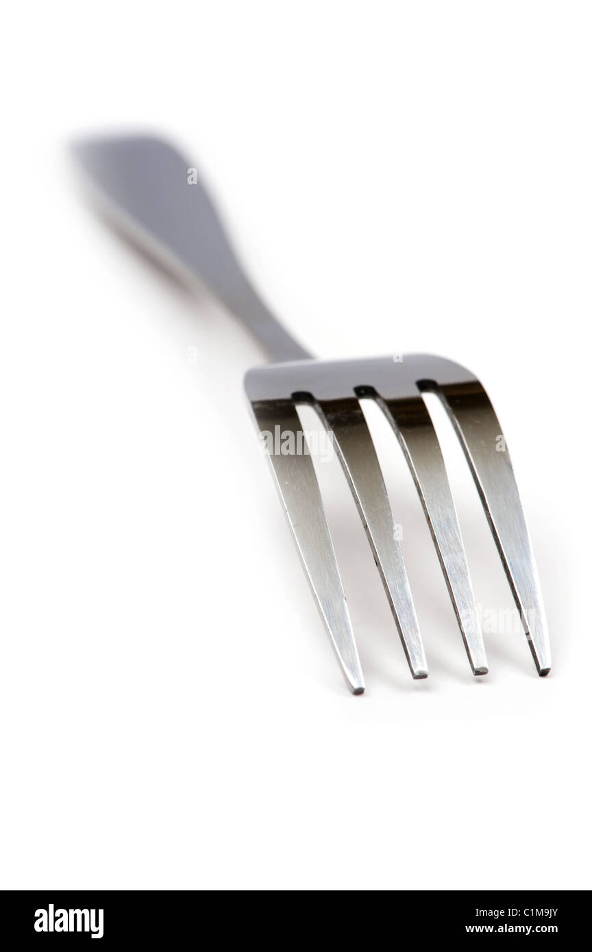 object on white - kitchen utensil fork Stock Photo