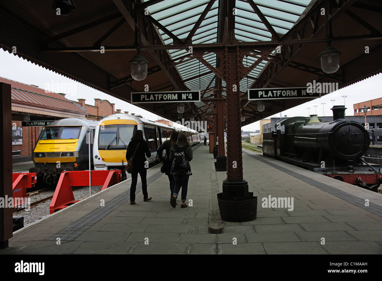 Birmingham Moor Street Station modern passenger trains and a vintage