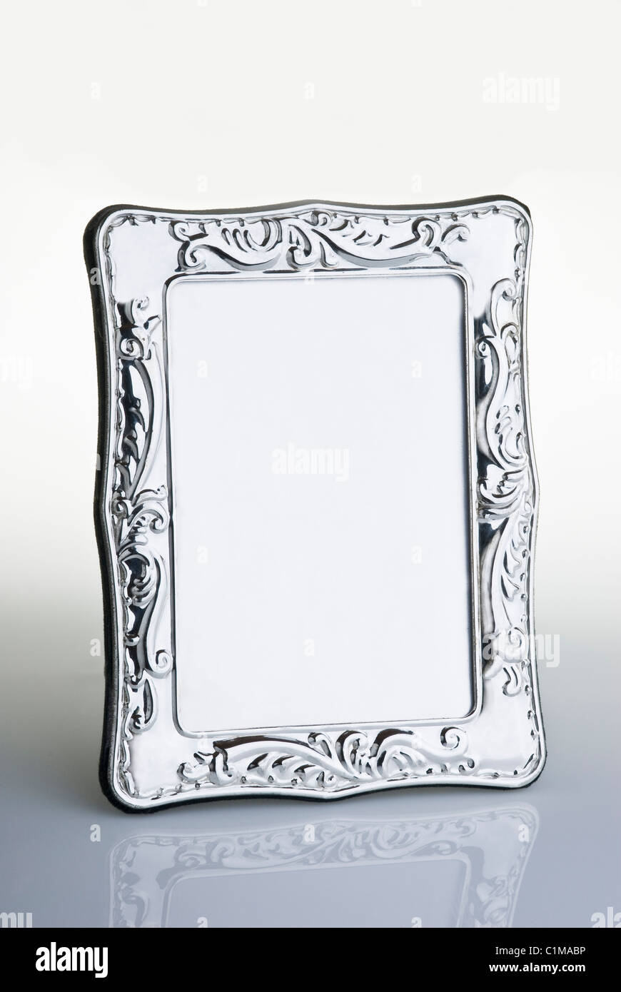 Silver photograph frame. Stock Photo