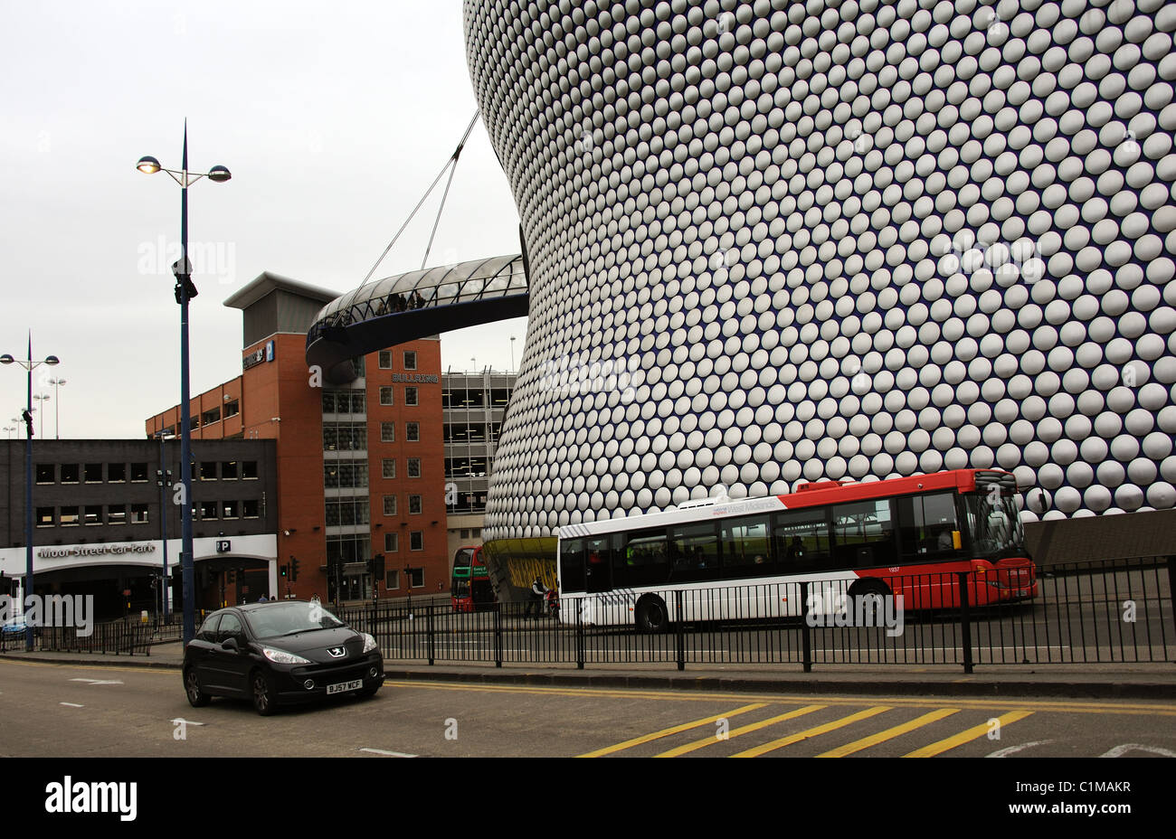 Selfridges store entrance and car park walkway a landmark structure at