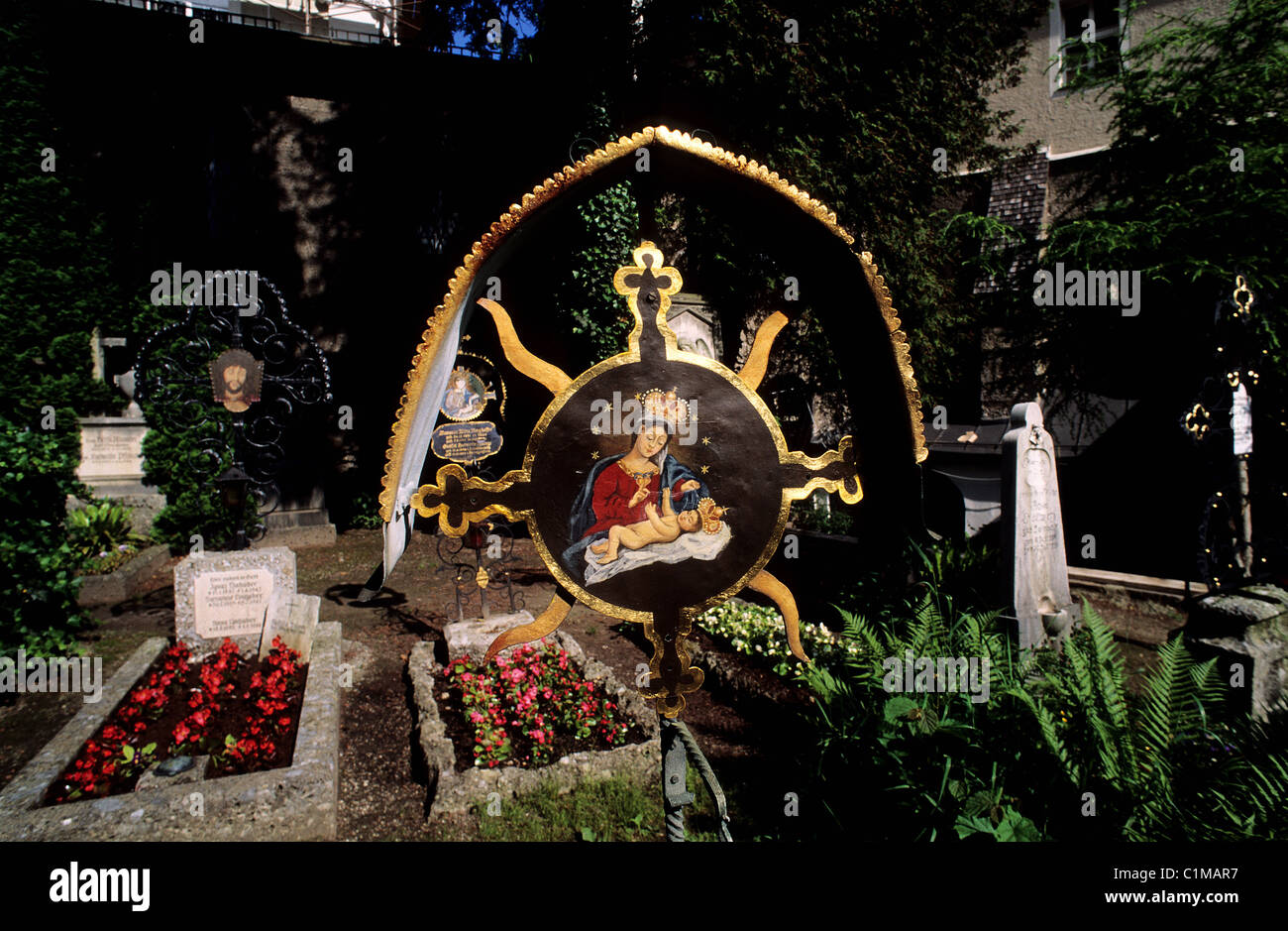 Austria, Salzburg, ornamented crosses of Saint Peter's cemetery Stock Photo