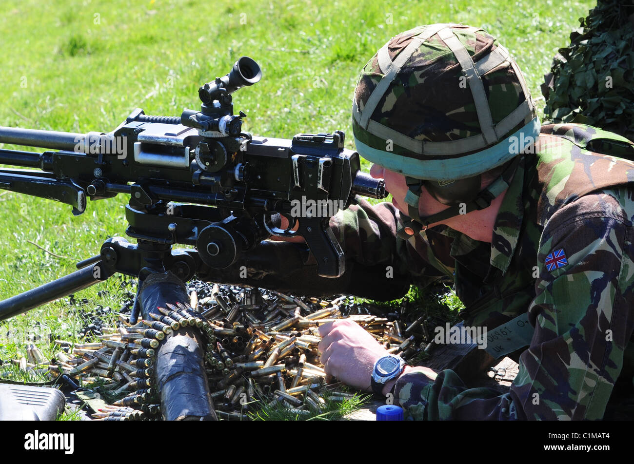 The GPMG (General Purpose Machine Gun) when used in the SF (Sustained Fire) role, i.e tripod