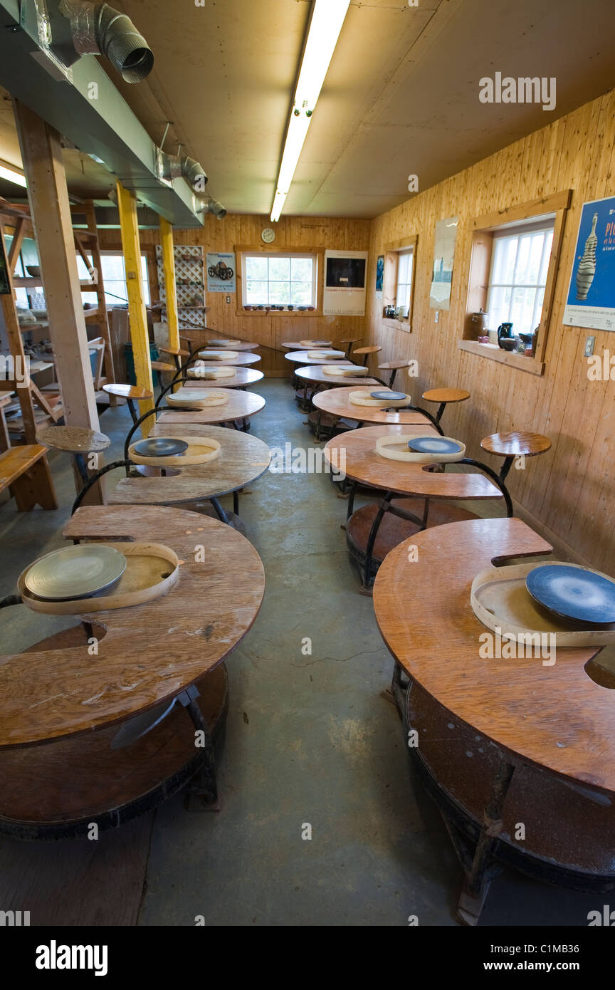 Pottery wheels at Poterie (pottery) de Port au Persil, Sainte Siméon
