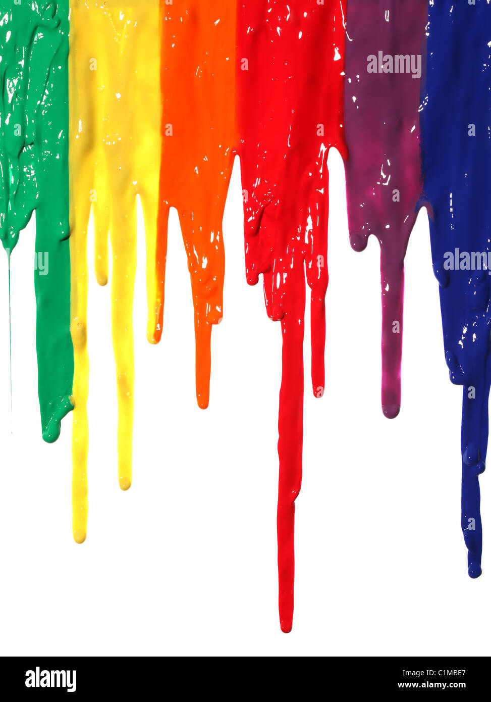 Different colors of paint dripping Stock Photo