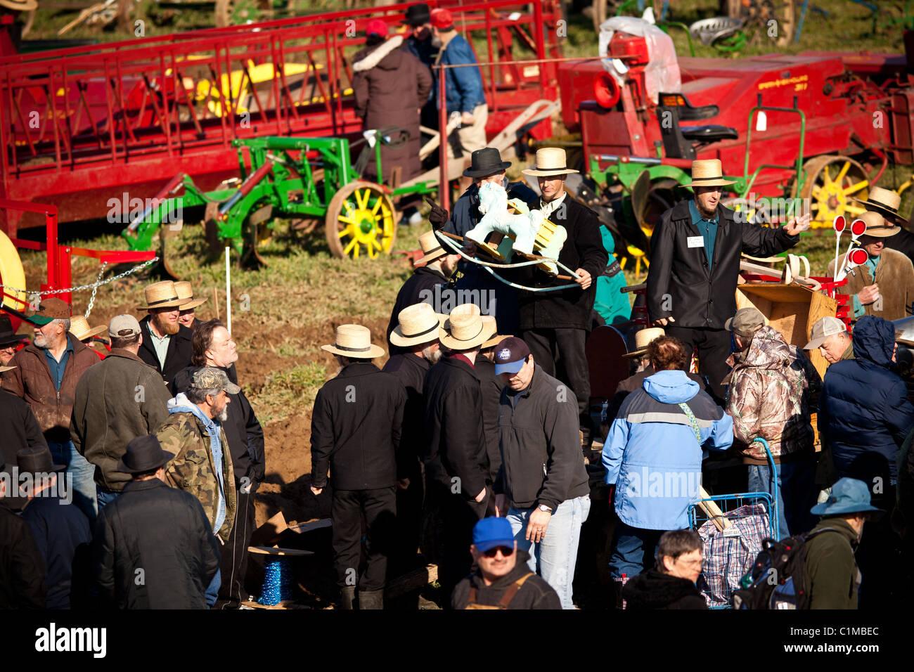 Overview of an Amish annual Mud Sale to support the Fire Department in Gordonville, PA Stock