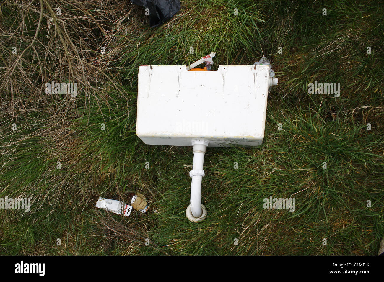 toilet cistern in grass Stock Photo