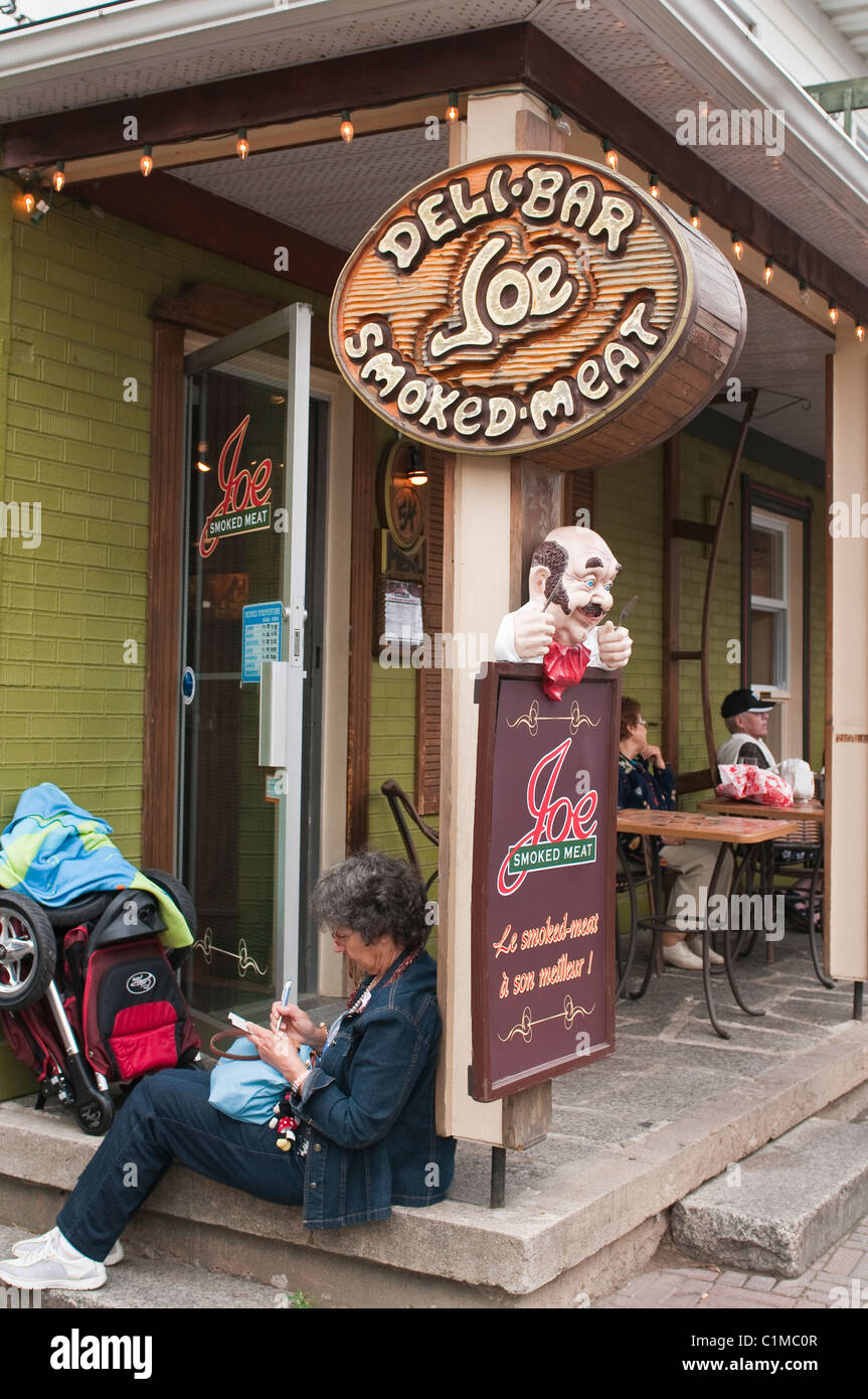 Smoked meat shop in Downtown BaieStPaul, Quebec, Canada Stock Photo