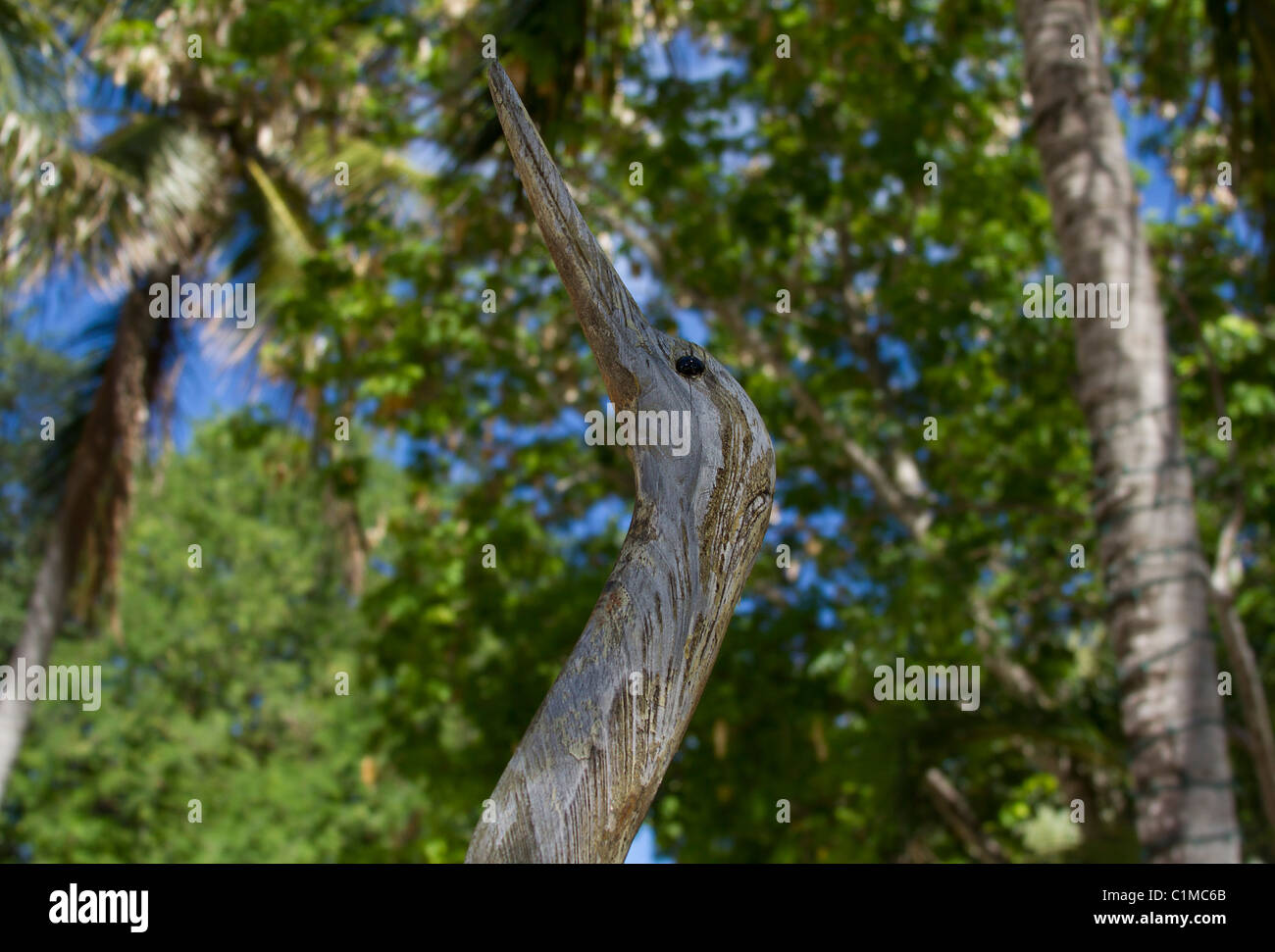 Wood Carving of Bird Stock Photo