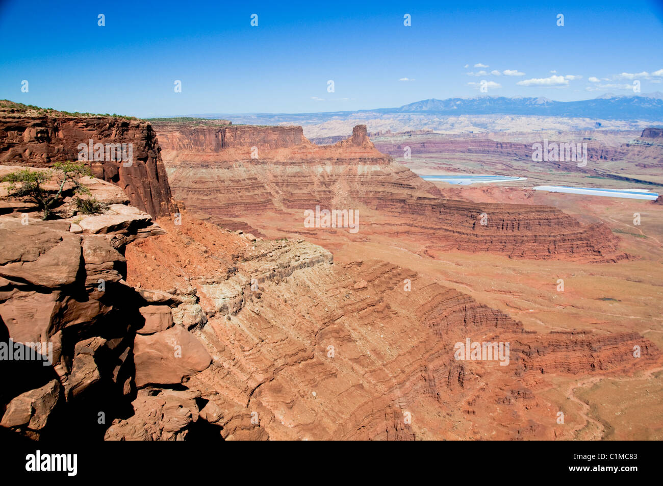 Views of La Sal Mountains,Colorado Plateau,River,6000 Feet above Sea level,Salt Lakes,Geological,Dead Horse State Park,Utah,USA Stock Photo