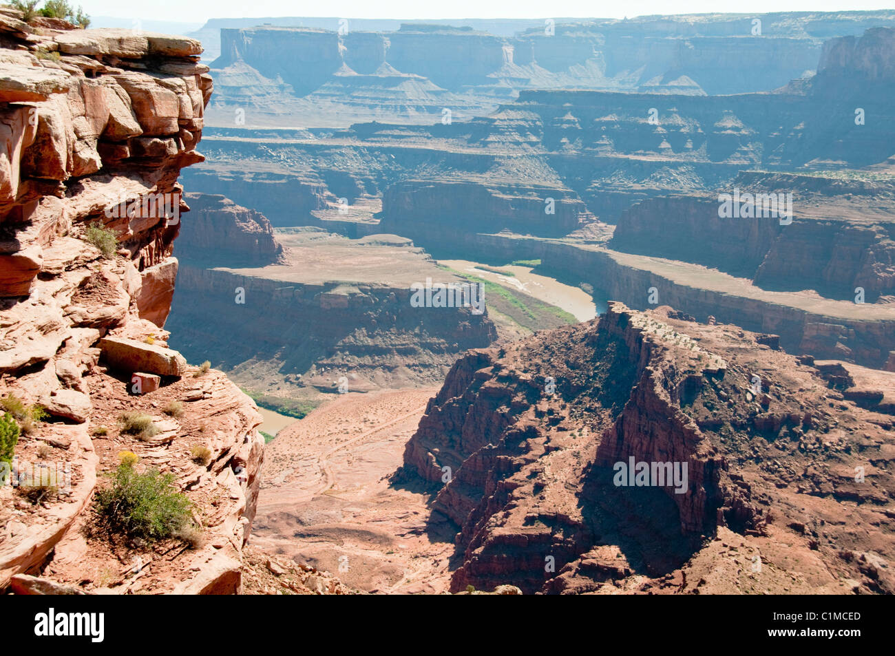 Views of La Sal Mountains,Colorado Plateau,River,6000 Feet above Sea level,Salt Lakes,Geological,Dead Horse State Park,Utah,USA Stock Photo