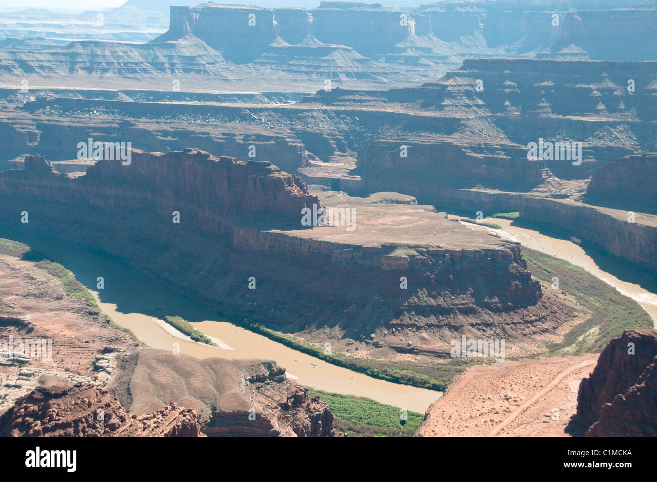 Views of La Sal Mountains,Colorado Plateau,River,6000 Feet above Sea level,Salt Lakes,Geological,Dead Horse State Park,Utah,USA Stock Photo