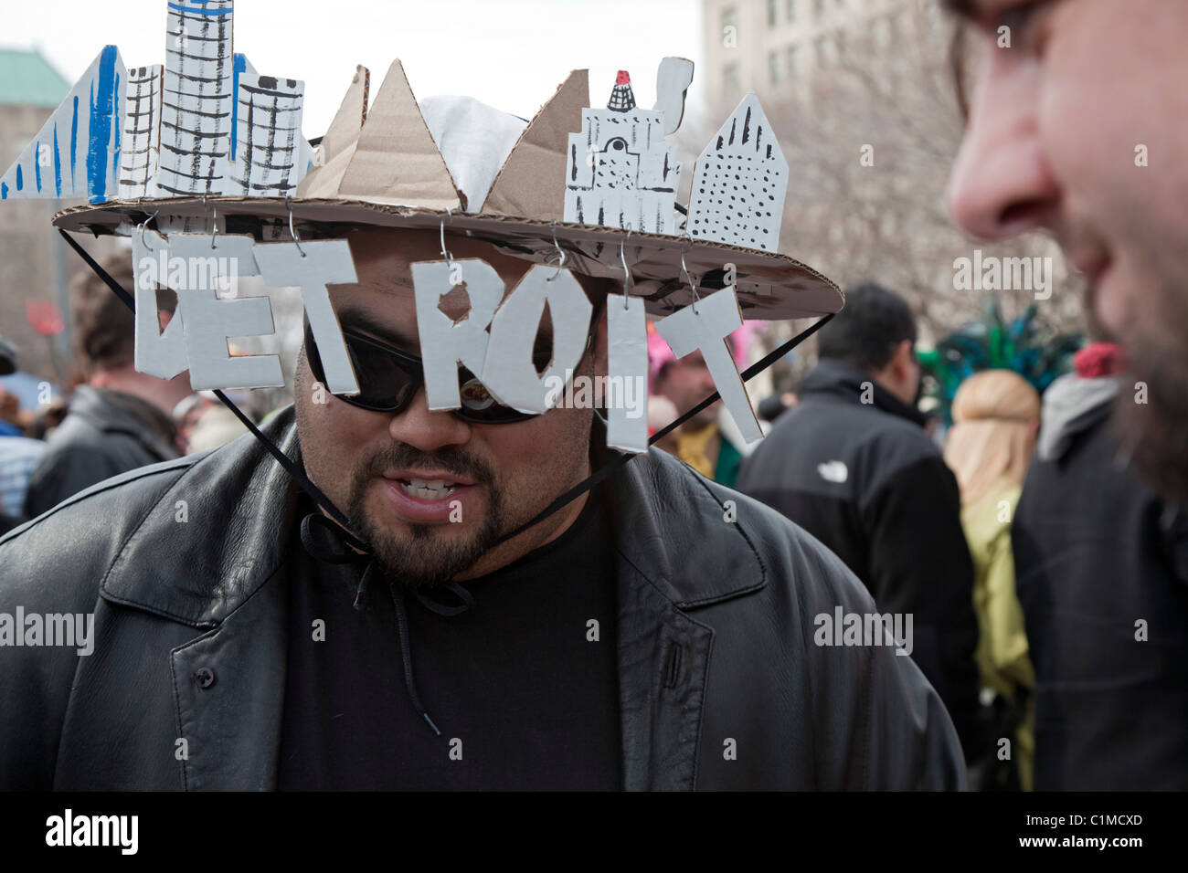 Spring Celebration to Banish Evil Spirit of Le Nain Rouge from Detroit Stock Photo