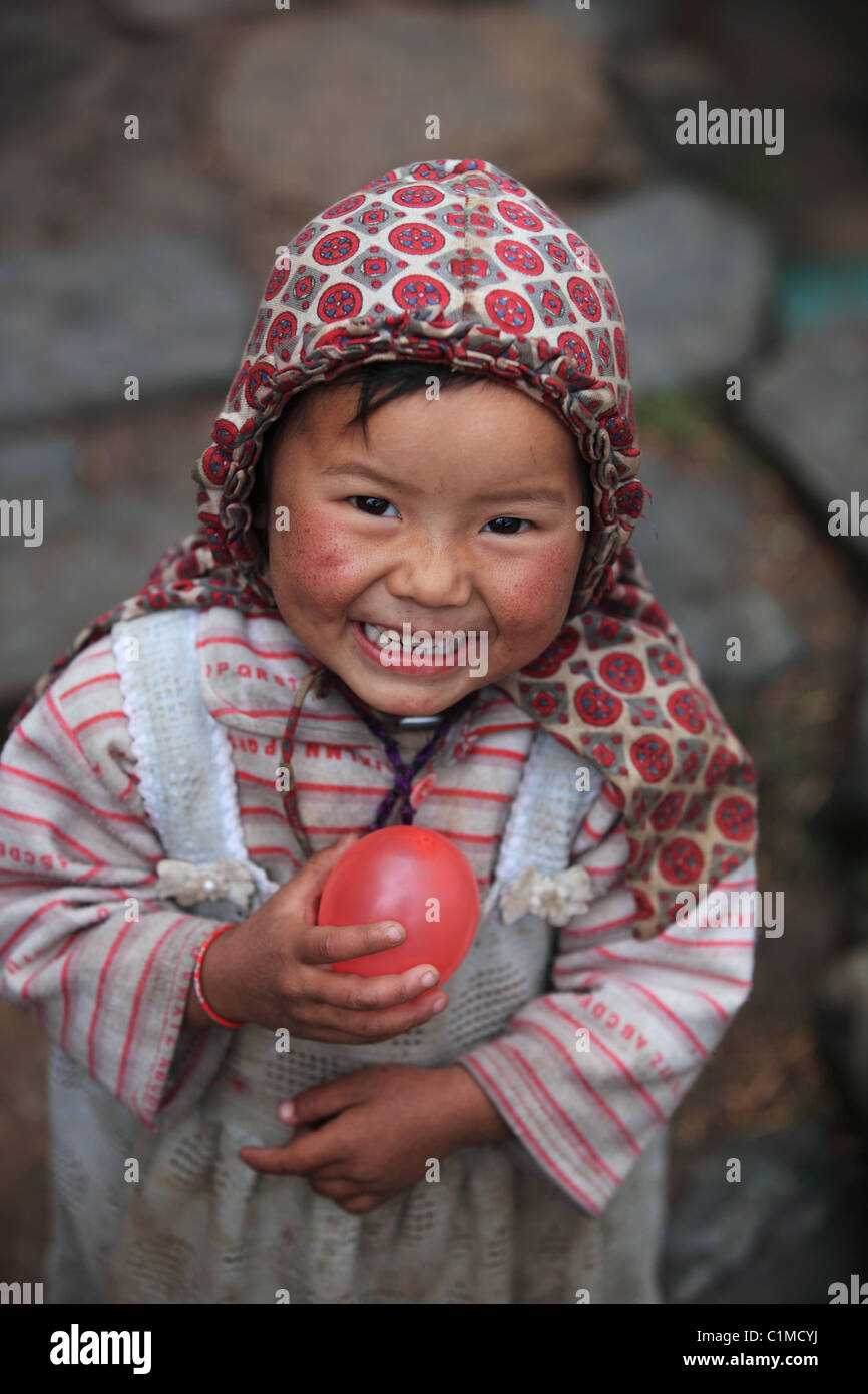 Nepali girl in a Himalaya Nepal Stock Photo