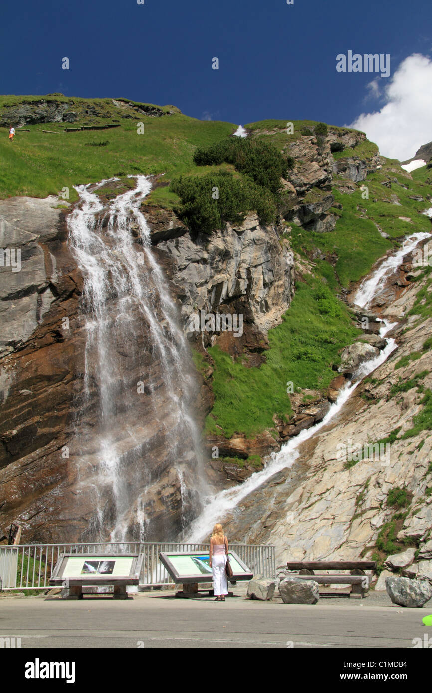 Waterfall near the 'Kaiser Franz Josefs Höhe' ,Hohe Tauern National Parc Carinthia, Austria Stock Photo