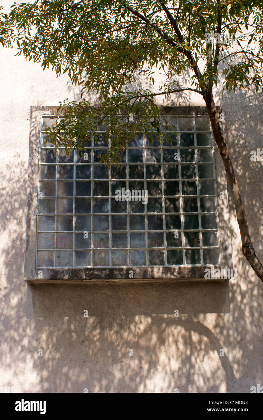 Window of the Museo Casa Luis Barragan house museum in Polanco, Mexico City, Mexico. Stock Photo
