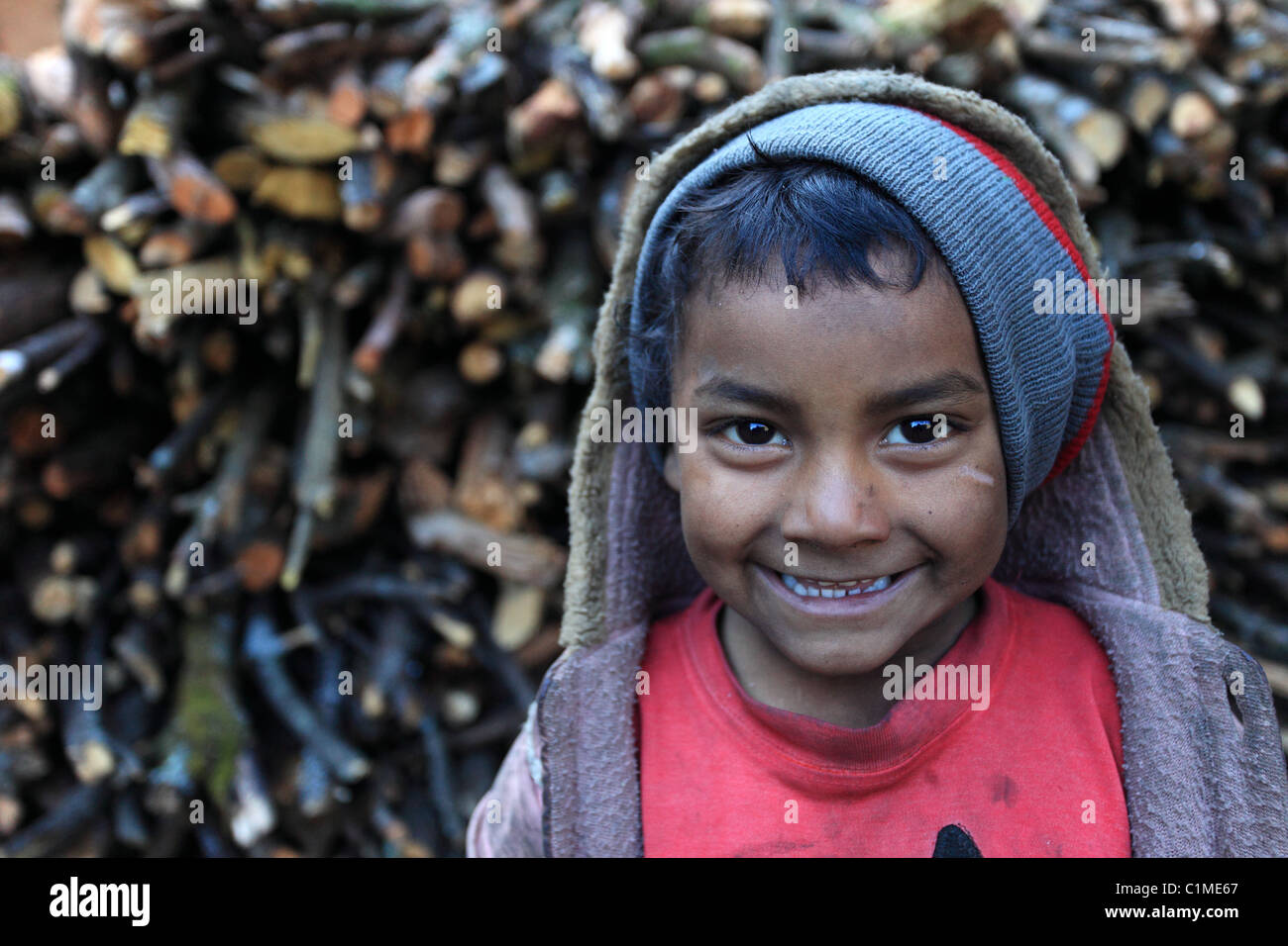 Nepali kid Nepal Himalaya Stock Photo