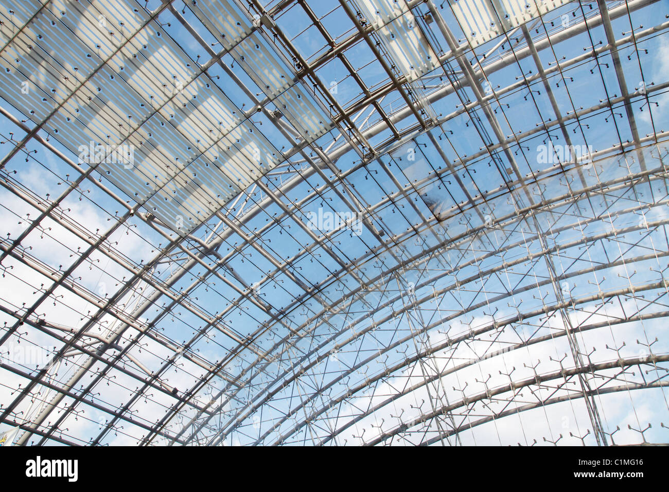 steel frame roof of exhibition hall in Leipzig Stock Photo